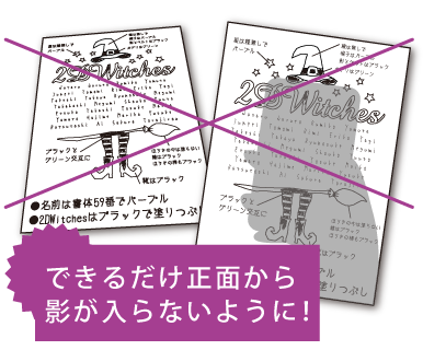 できるだけ正面から影が入らないように写真をとろう